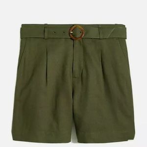 NWT J.Crew Women's High-Waisted Belted Short Loden Green